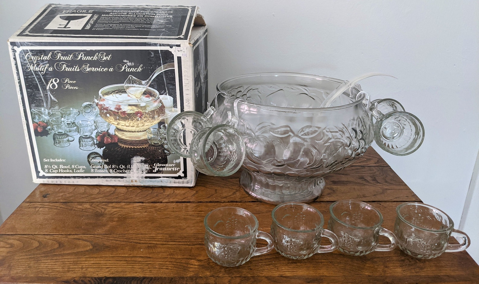 Vintage Crystal Fruit Punch Bowl Set Glassware by Etsy