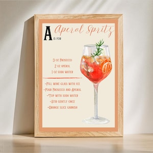 Aperol Spritz Cocktail | Aperol Spritz Recipe | ABCs of Cocktails | A is for Aperol | Aperol Spritz Poster | Aperol SpritzCocktail Poster