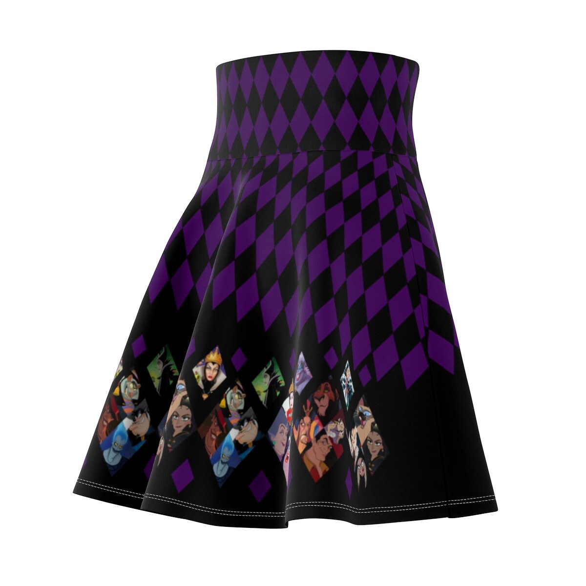 Disney Villians Purple Black Pattern Skater Skirt