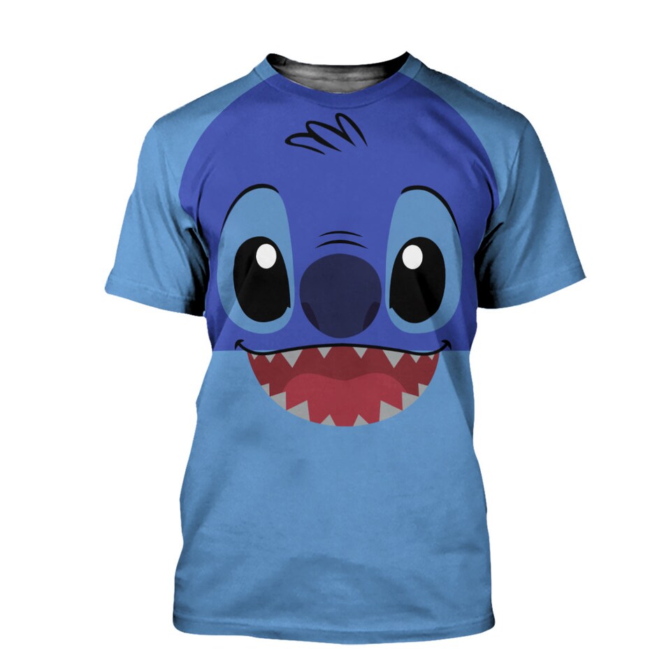 Discover Stitch Logo Head Blue Disney Graphics Cartoon 3D T-shirts