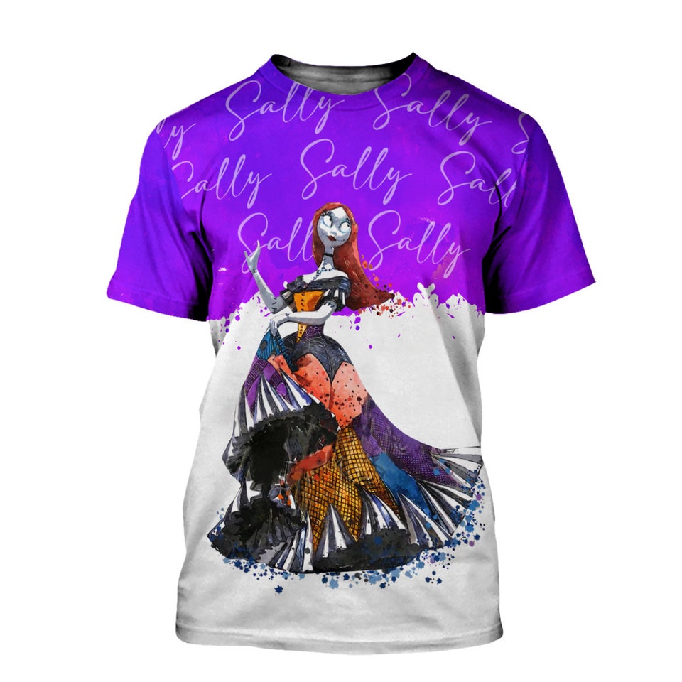 Discover Sally Purple Watercolor Glitter Disney Graphics Cartoon 3D T-shirts