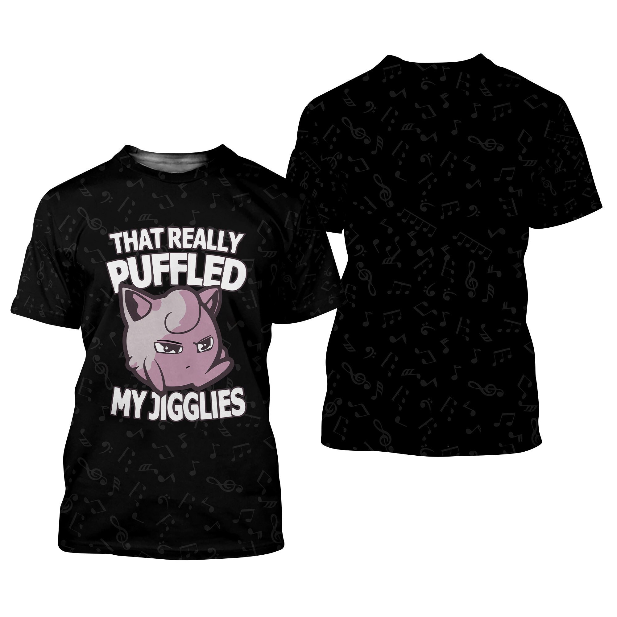 Jigglypuff PKM Quotes Black Pattern Disney 3D T-Shirt