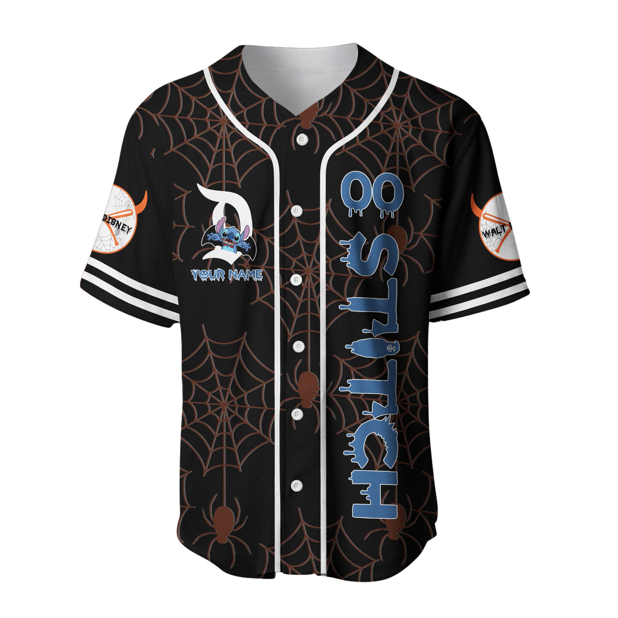Discover Stitch Black Blue Happy Halloween Disney Cartoon Graphics Baseball Jersey