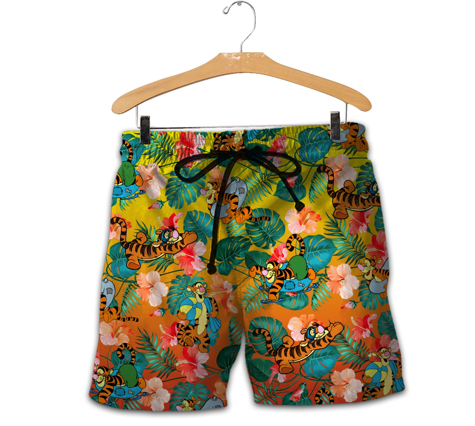 Tigger The Tiger Swimming Green Orange Ombre Summer Tropical Disney Shorts