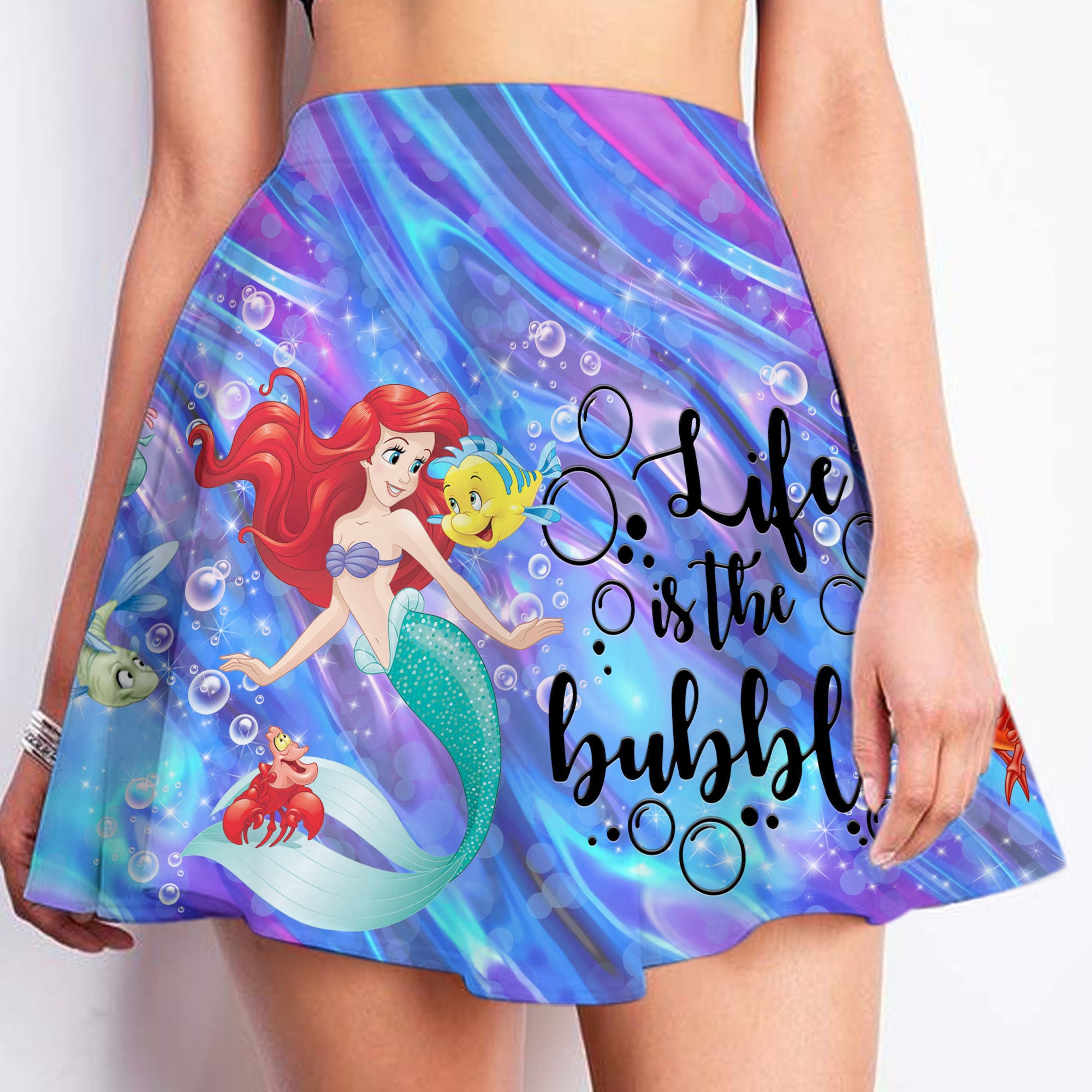 Ariel Princess The Little Mermaid Quotes Hologram Skater Skirt