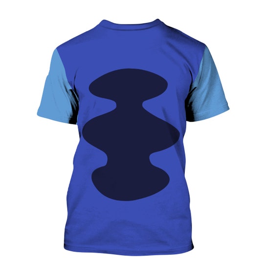 Disover Stitch Logo Head Blue Disney Graphics Cartoon 3D T-shirts