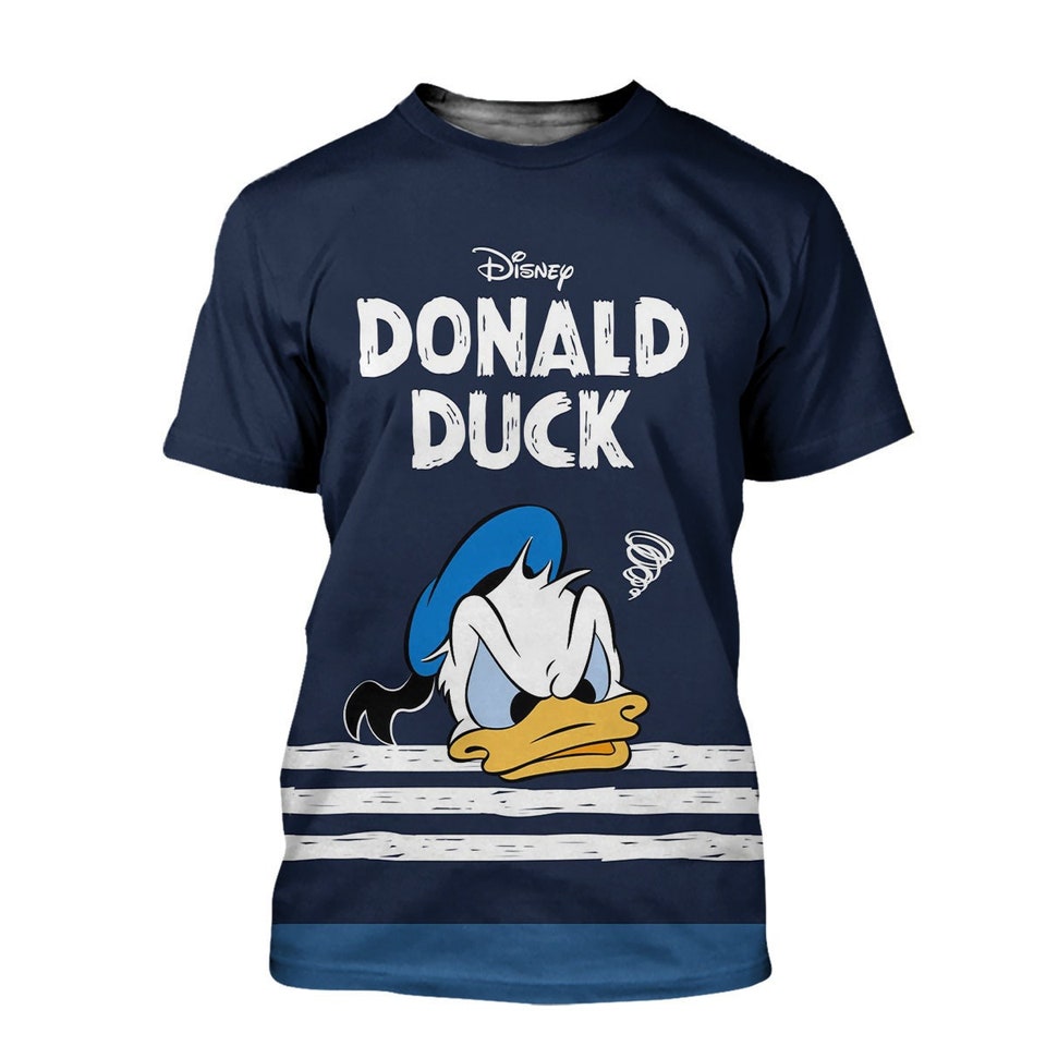 Discover Navy Donald Duck Head Disney Graphic Cartoon Outfits  3D Tshirt