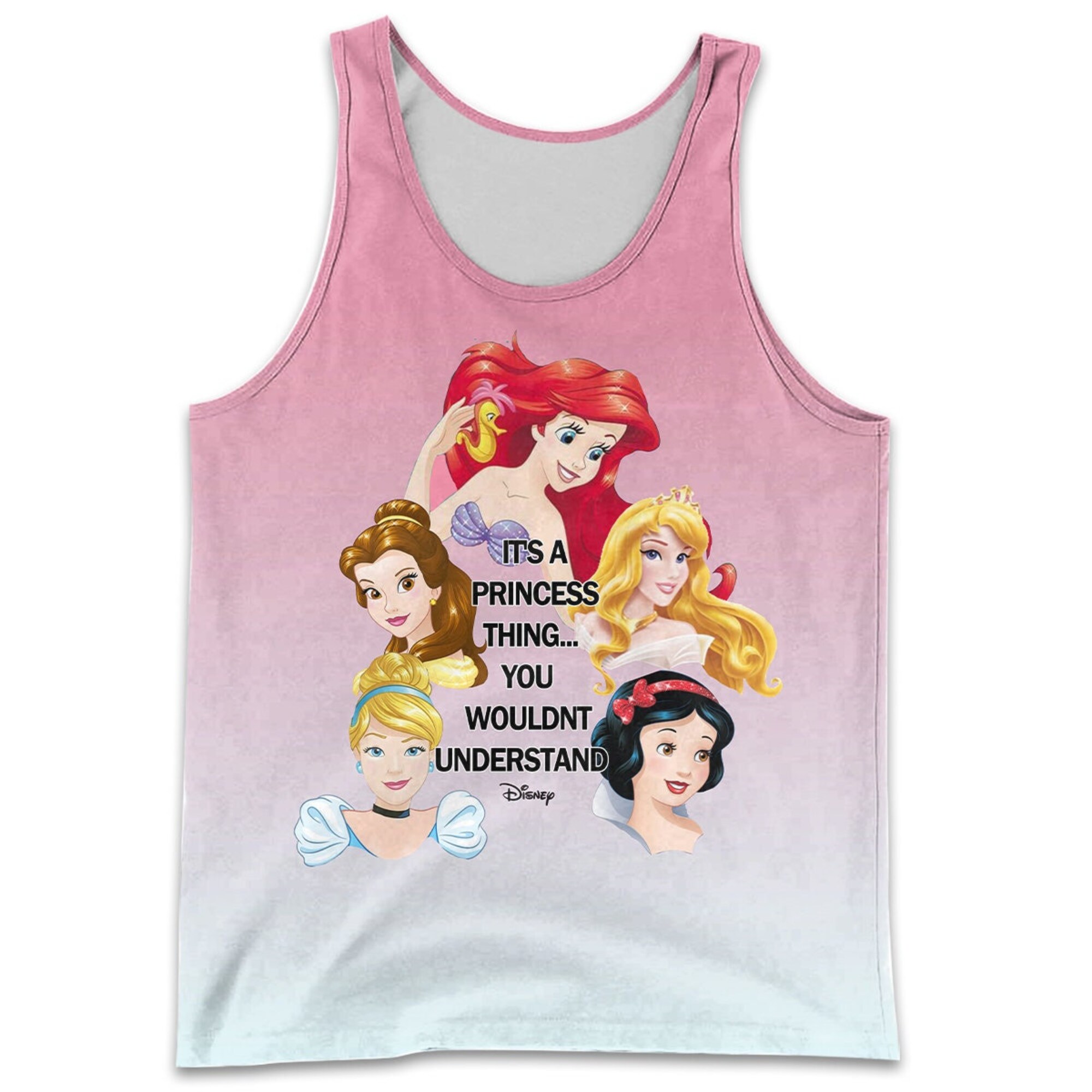 Disney Princess Ombre Pin kUnisex 3D Casual Summer Tanktop Shirt Clothing Men Women