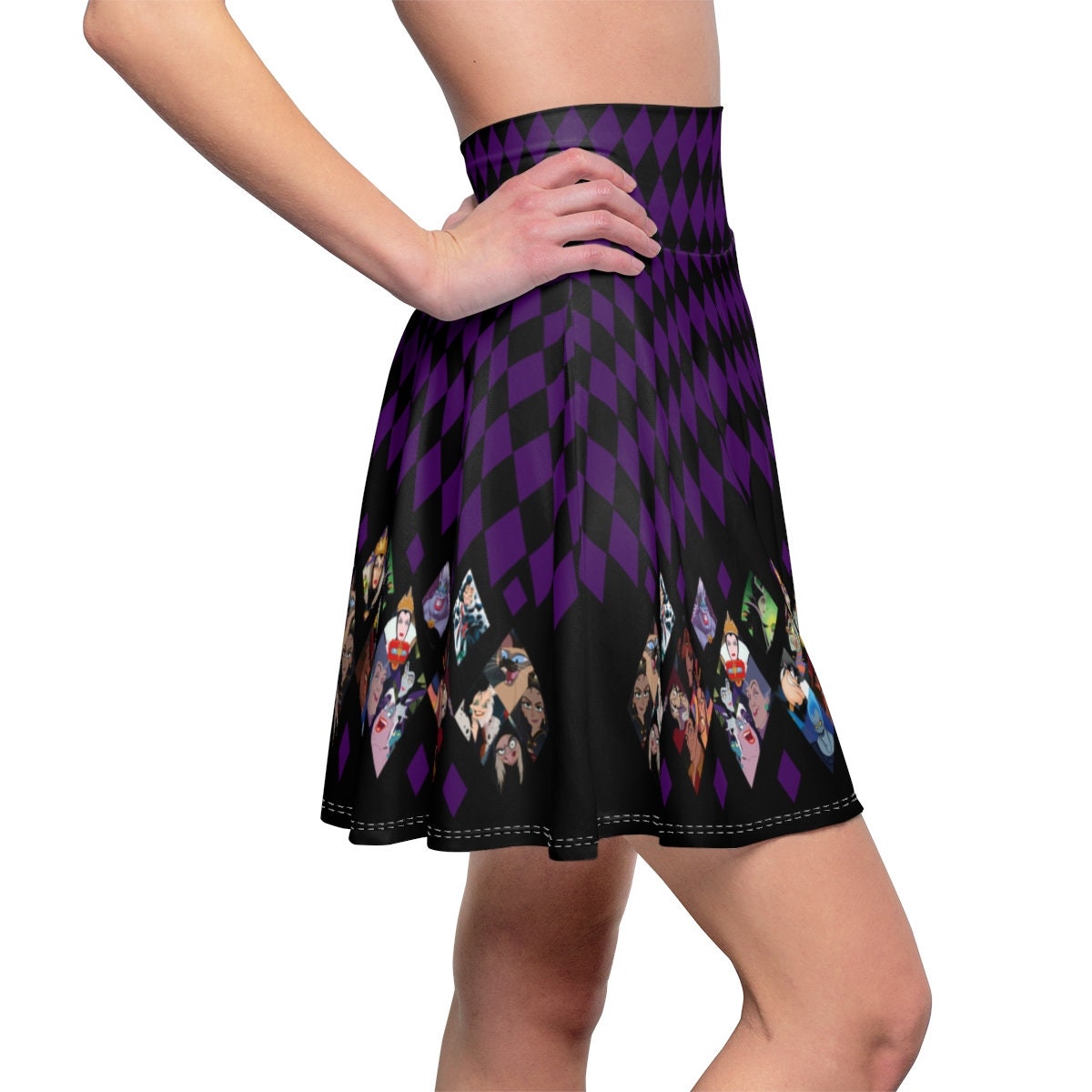 Disney Villians Purple Black Pattern Skater Skirt