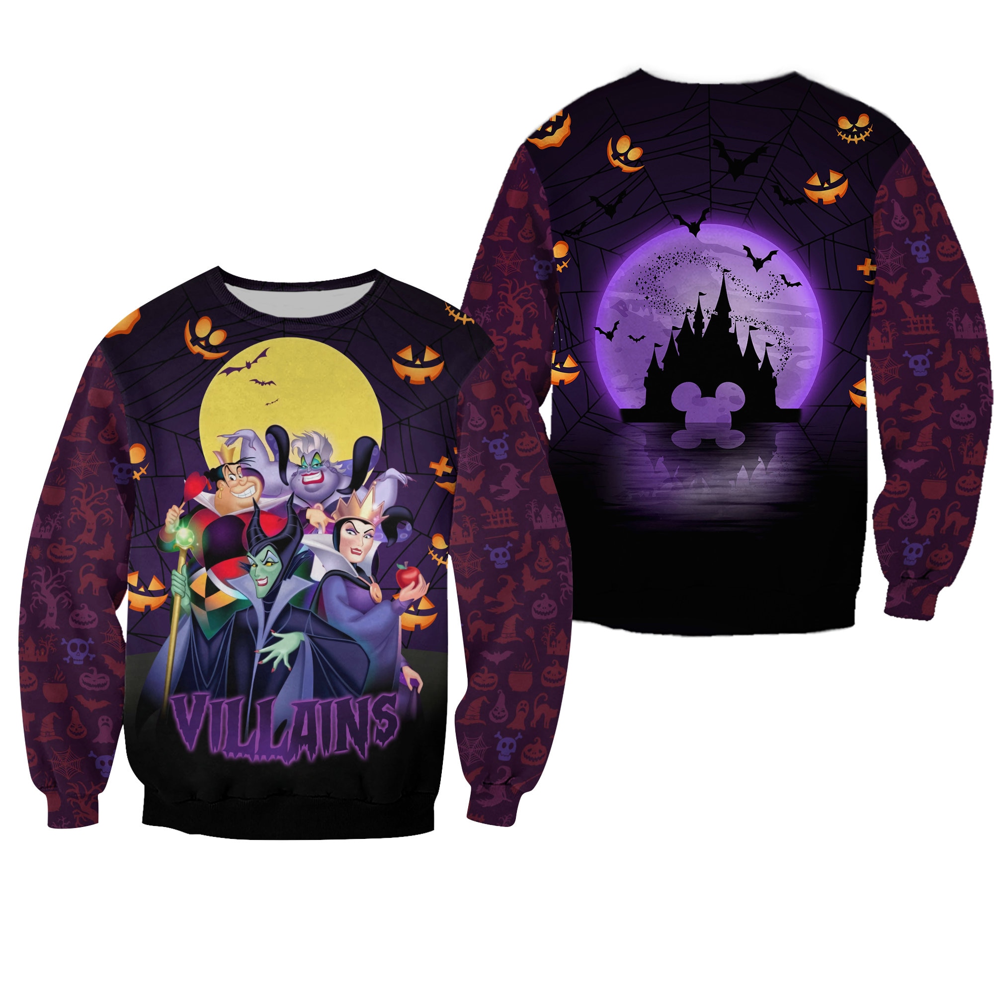 Villains Disney Halloween Purple Black 3D Sweater