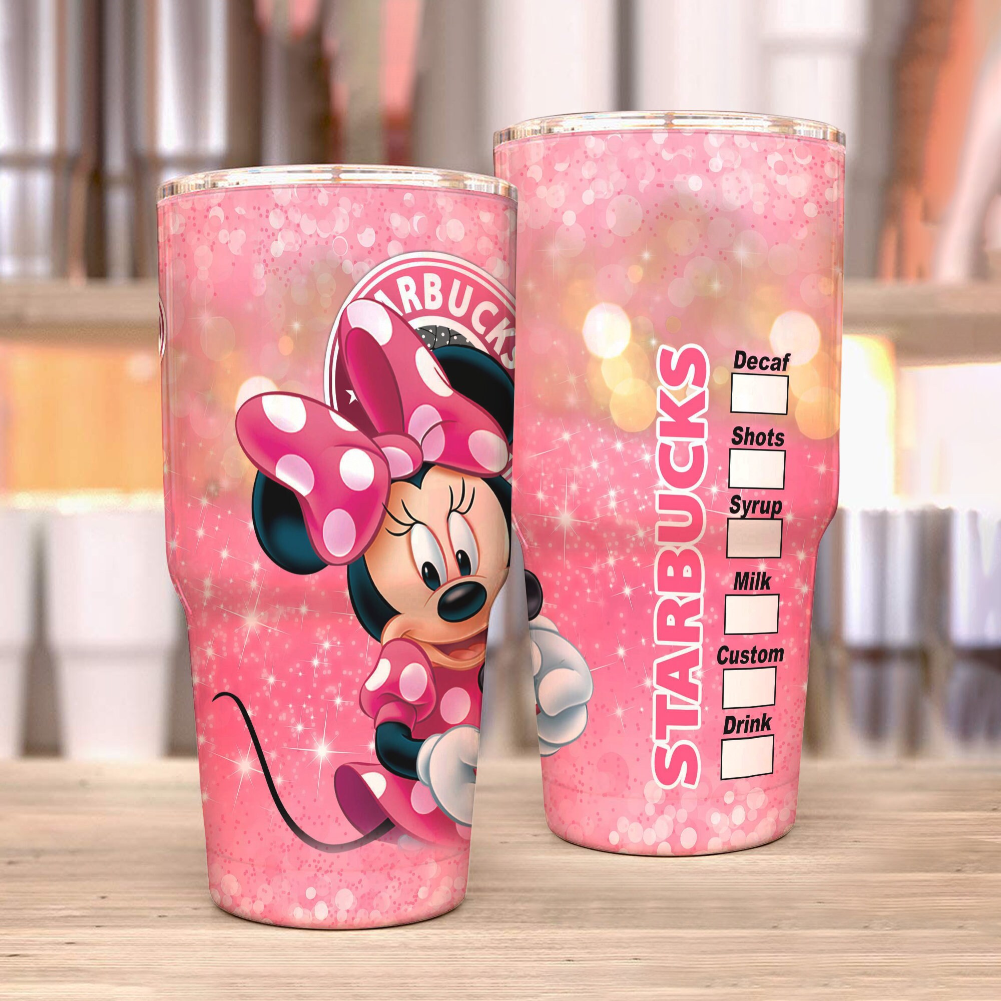 Discover Minnie Mouse Pink Glitter Bling Starbucks Disney Tumber 30 oz