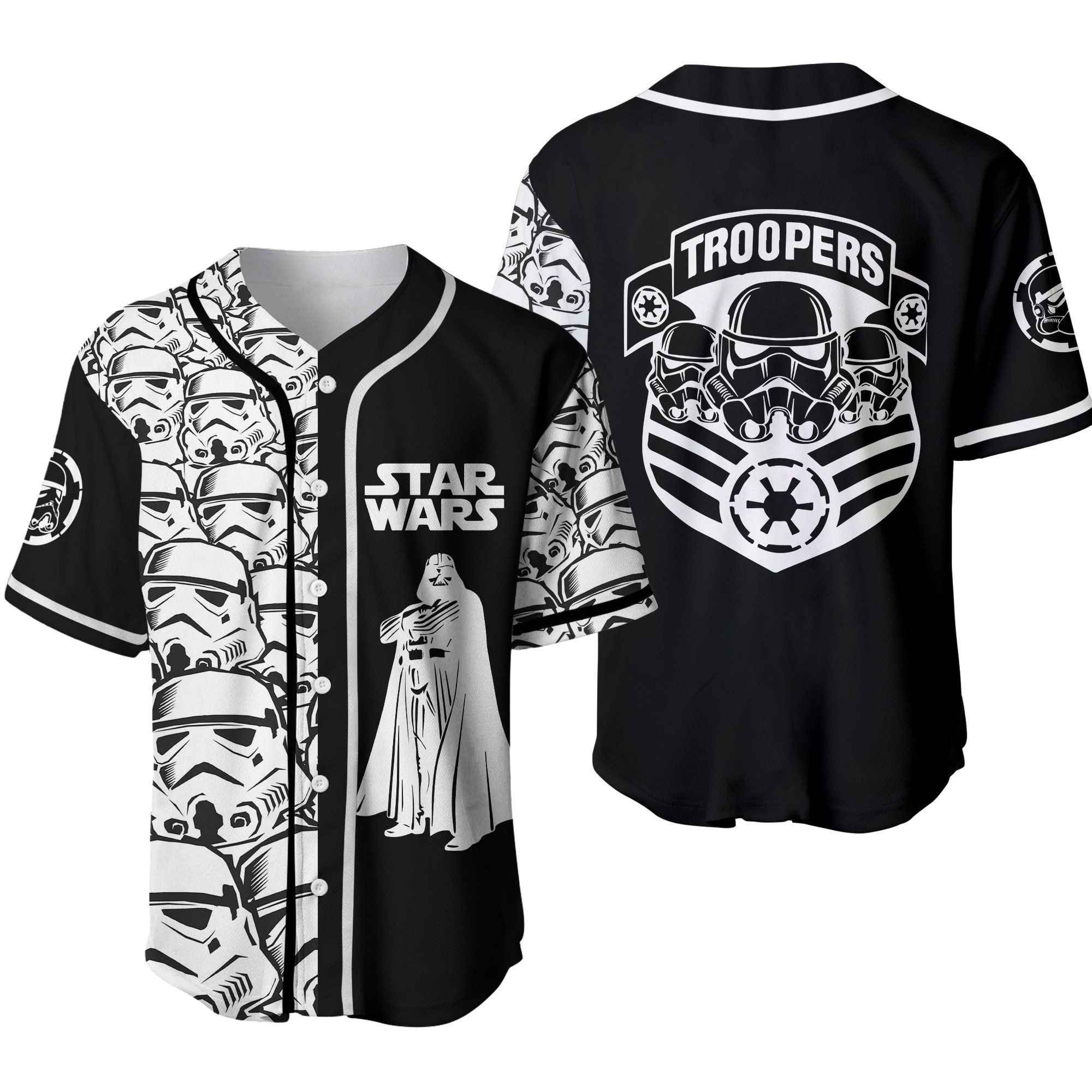 Discover Stormtrooper Black Cute Disney Unisex Cartoon Graphics Casual Outfits Custom Baseball Jersey Personalized Shirt Men Women