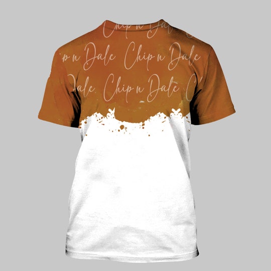 Chip & Dale Chipmunks Brown Watercolor Glitter Disney Cartoon  3D Tshirt