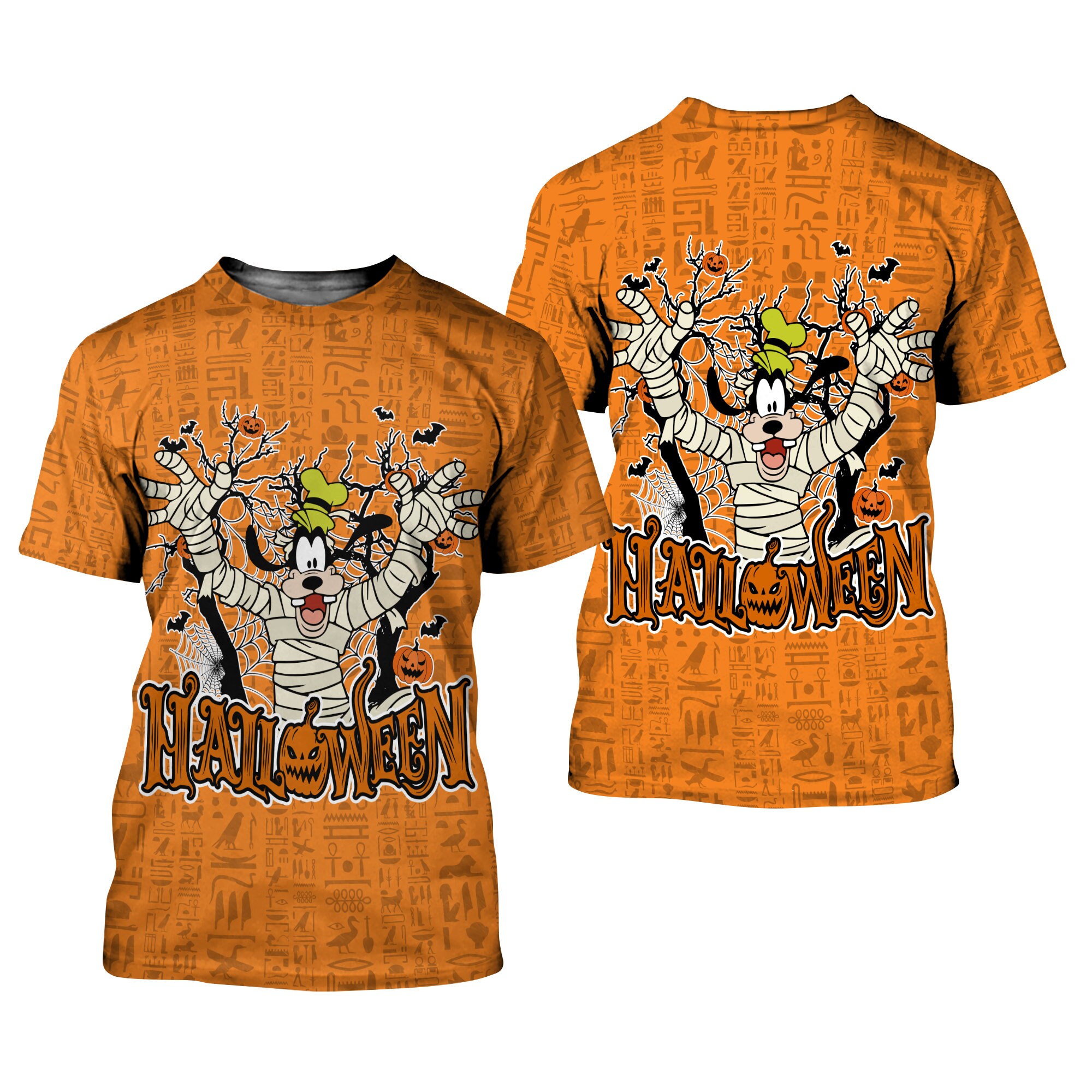 Discover Goofy Dog Orange Mummy Halloween Disney Graphics Cartoon Outfits Unisex All Over Print T-shirts Clothing Men Women Kids Toddlers