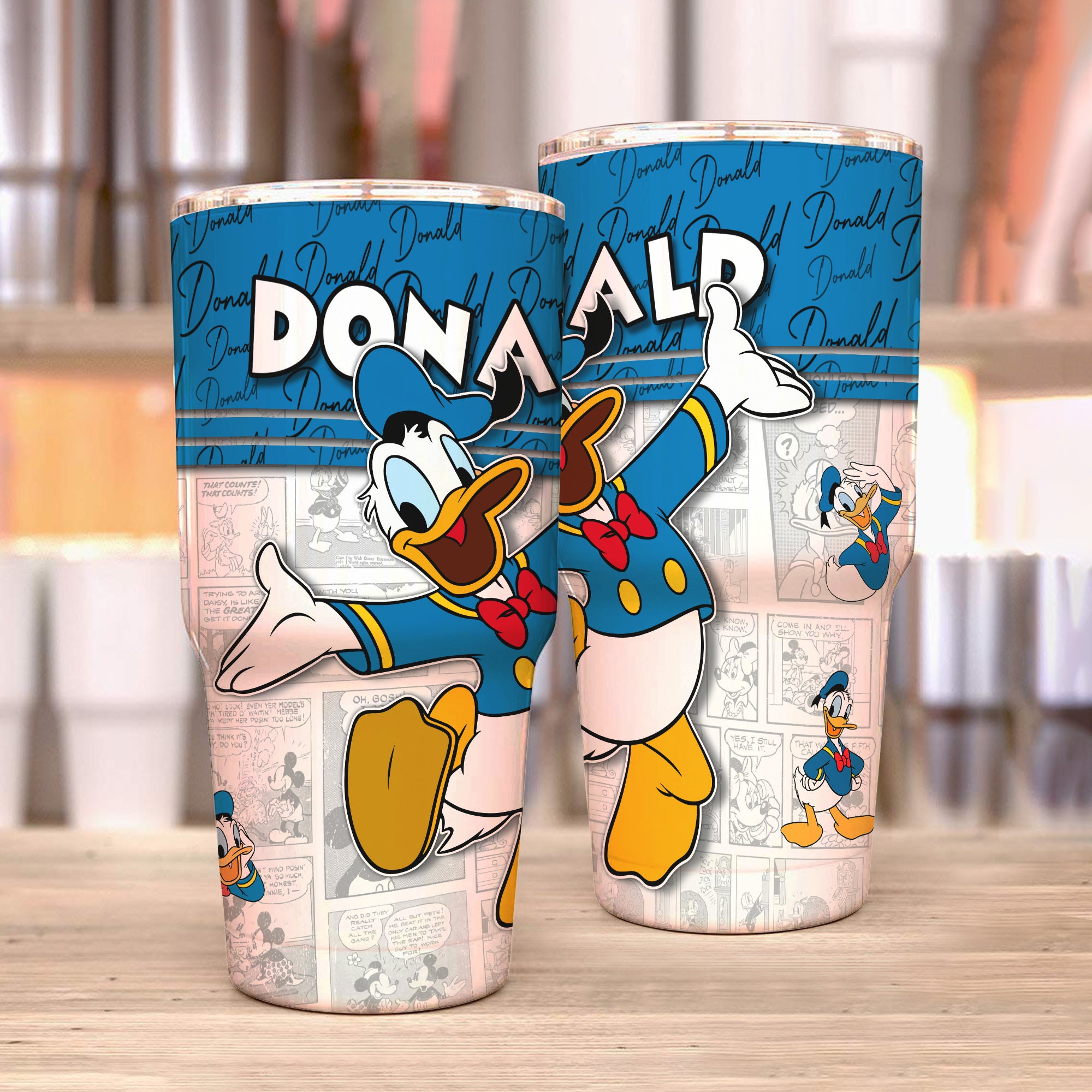 Donald Duck Blue Comic Strips Disney Tumber 30 oz