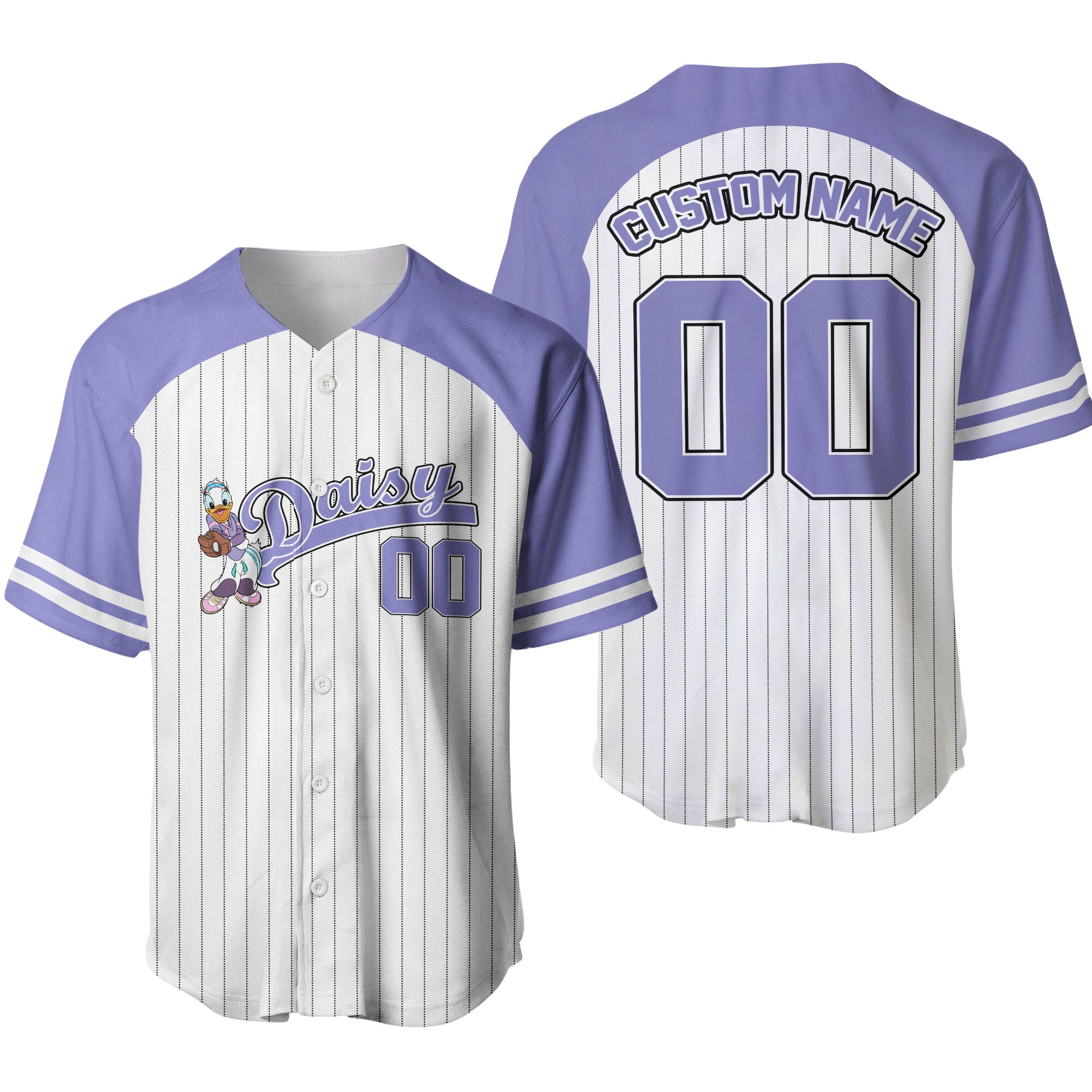 Daisy Duck Striped Purple White Baseball Jersey