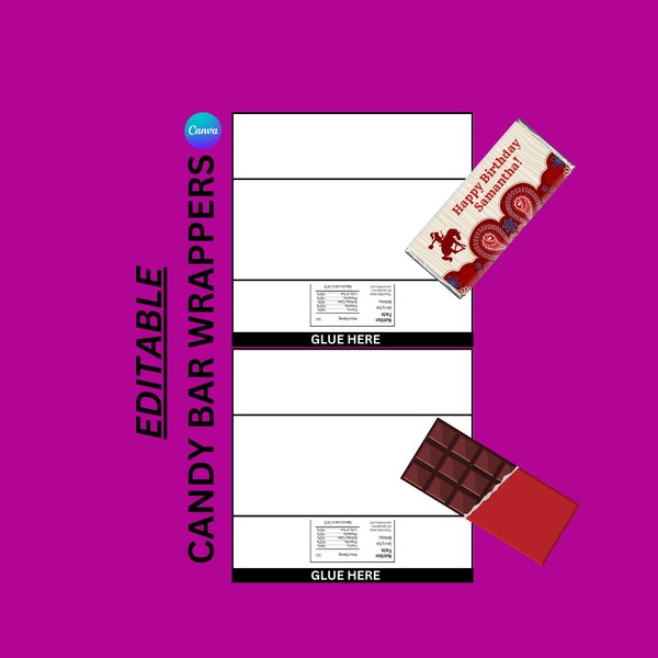 Candy Bar Wrapper | Chocolate Bar Wrapper, Hershey wrapper , Blank Template, Custom Hershey Candy Wrapper, Candy Template