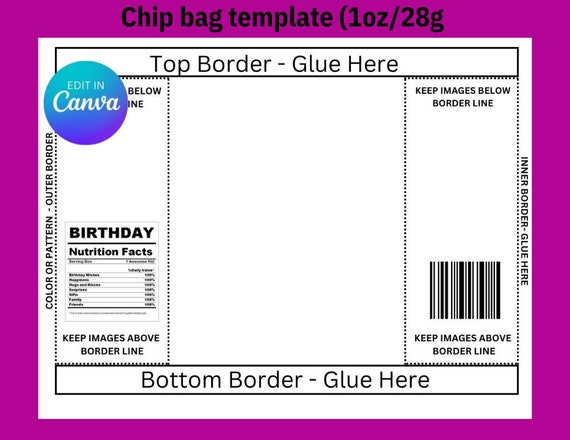 Alphabet lore Birthday Chip Bag Customizable Template DIY