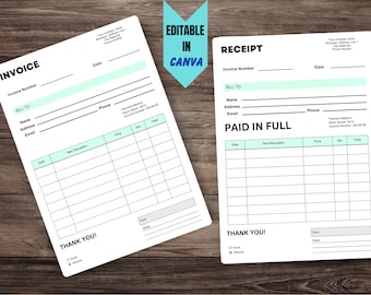 Rechnungsvorlage zum Ausdrucken, Canva-Vorlage, bearbeitbares Bestellformular, Geschäftsvorlagen für Rechnungsbelege, Rechnungsvorlage für Fotografie