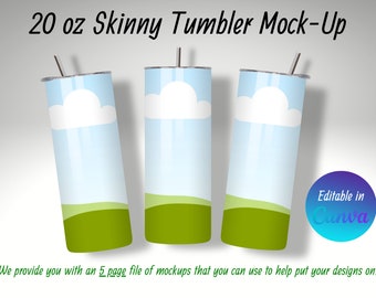 20 Oz Skinny Tumbler Mockup, Straw Tumbler, Skinny Tumbler Mockup PSD, Tumbler Mockup PNG, Mock Up For Designs