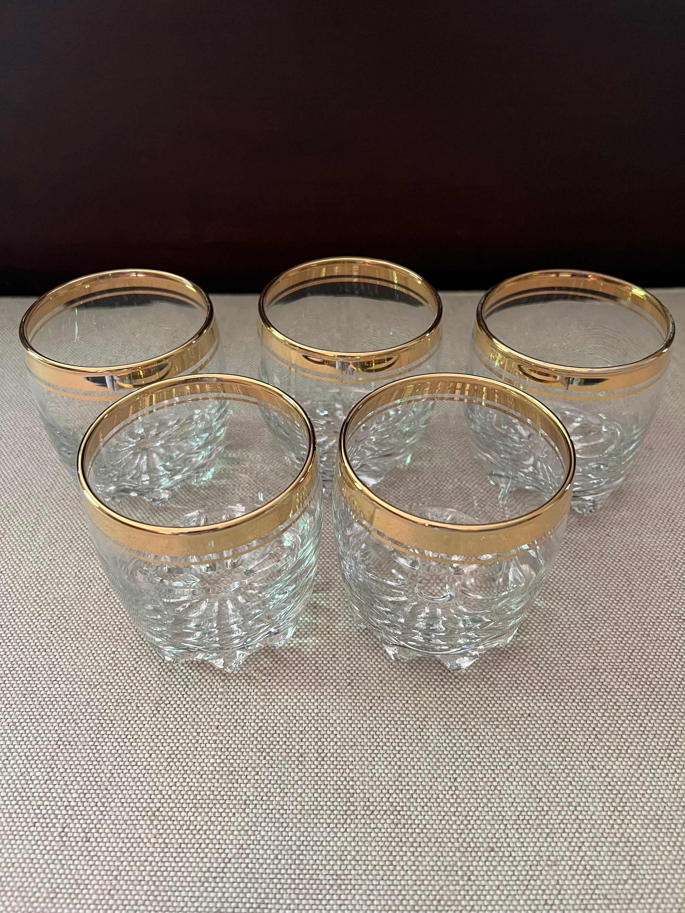 Valencia Gold Rimmed Rock/old Fashioned Glasses Set of 5 - Etsy
