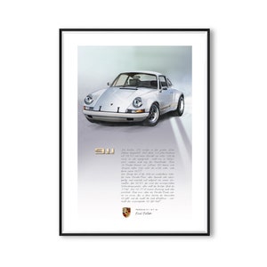 Porsche 911 (ST) - Pôster impresso em papel artístico branco fosco natural, ilustração, presentes, belas artes, aniversários, impressão de parede, dia dos pais