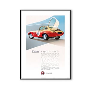 Jaguar E type - Poster printed on natural white matte art paper, illustration, gifts, fine art, birthdays, wall print, fathers day