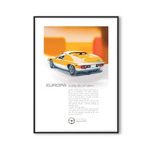 Lotus Europa - Poster printed on natural white matte art paper, illustration, gifts, fine art, birthdays, wall print, fathers day