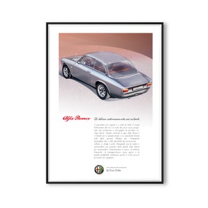 Alfa Romeo GT Junior - Poster printed on natural white matte art paper, illustration, gifts, fine art, birthdays, wall print, fathers day