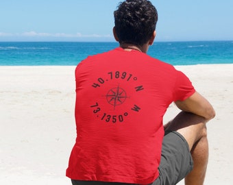 Long Island Coordinates Shirt, Long Island Shirt, Long Island Tshirt, Compass Rose Long Island, New York, Long Island Carte