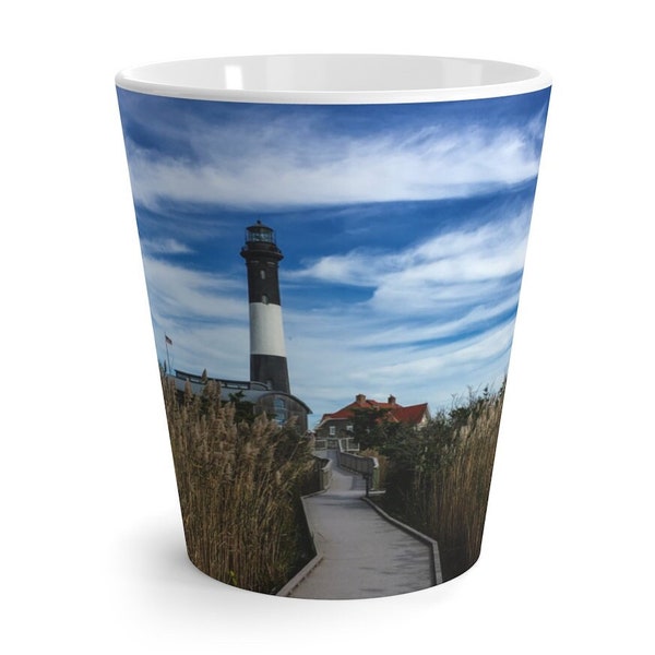 Fire Island Latte Mug, Lighthouse Mug, Nautical Mug, Coastal Mug, Coastal Decor, Boating Gift, Beachy Gift, Long Island Gift