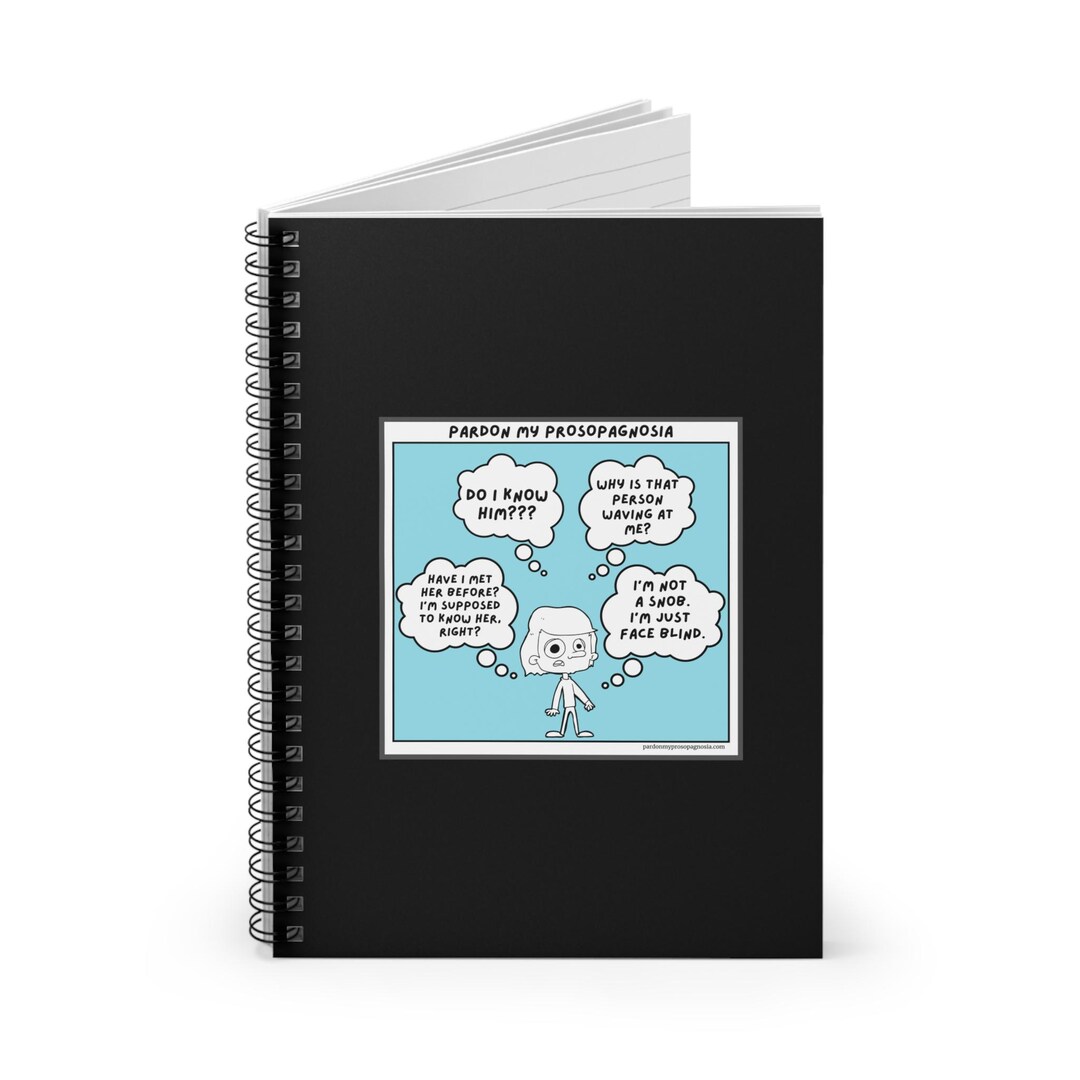 Prosopagnosia Cartoon Journal, Face Blindness Awareness Notebook, Funny ...