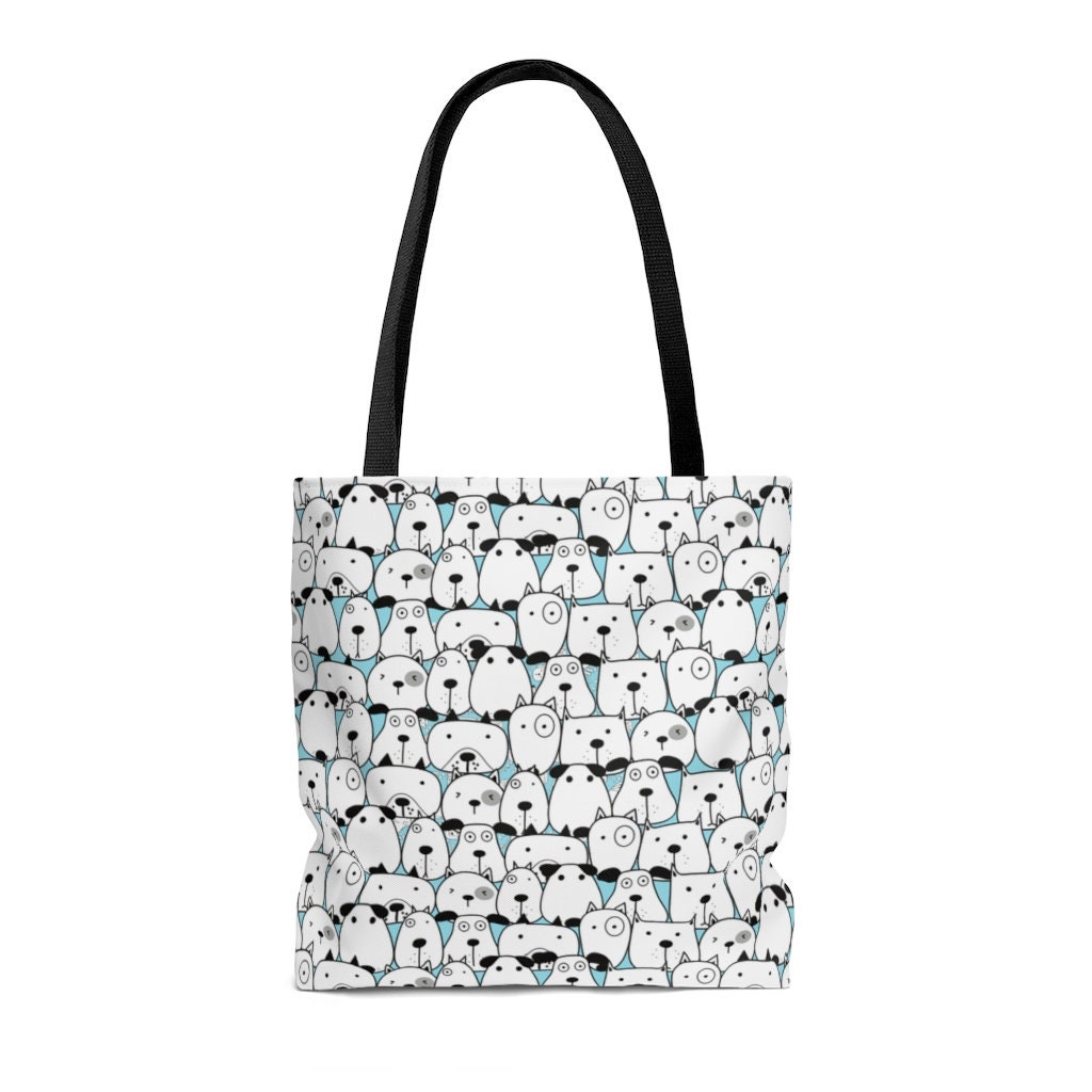 dog-tote-bag-cute-dogs-on-tote-bag-dog-bag-dog-tote-dog-etsy