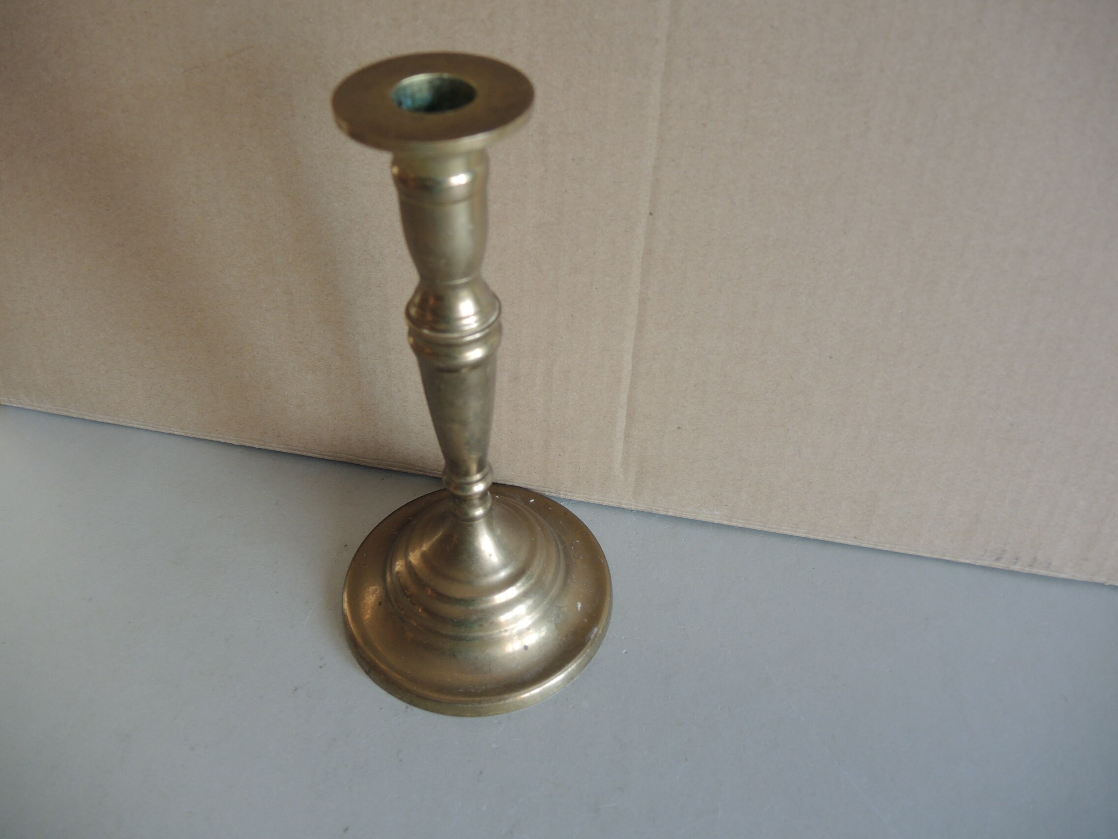 Antique Style Massive Solid Brass Bronze Candle Holder / Old Housewares
