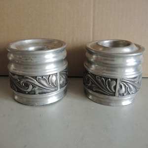 Set of 2 Vintage Norway K. N. L. Tinn Hallmarked Solid Pewter CANDLE holder / collectible candlestick interior decor / home cottage decor