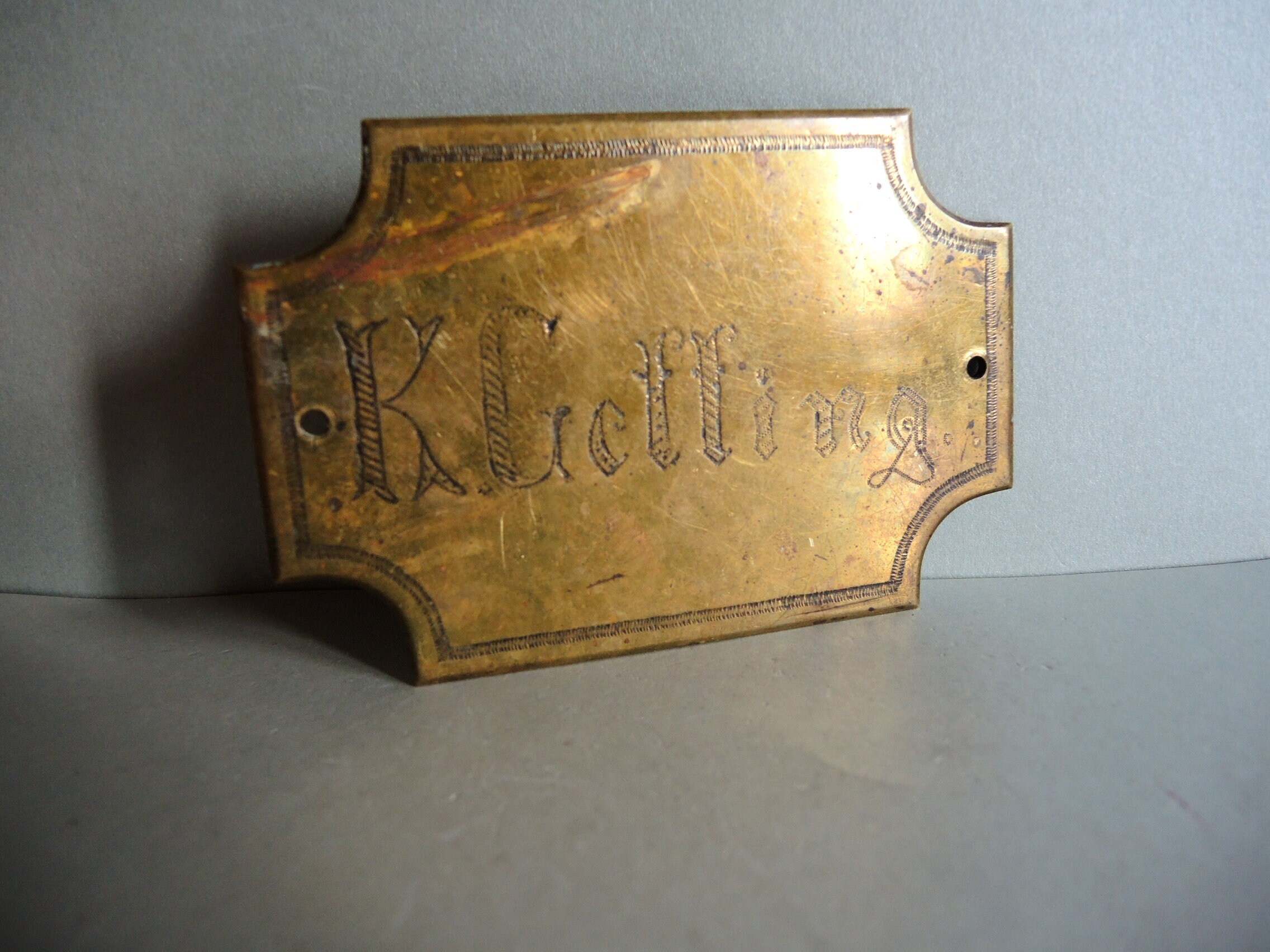 ONE Antique Solid Brass Bronze Door Name Plate / Brass Etsy