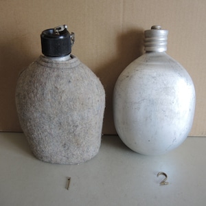 ONE!!! Vintage Aluminum metal Military Canteen / Water Flask / Military Water Bottle / Drink Flask / Army Collectible Accessory