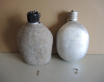 ONE!!! Vintage Aluminum metal Military Canteen / Water Flask / Military Water Bottle / Drink Flask / Army Collectible Accessory