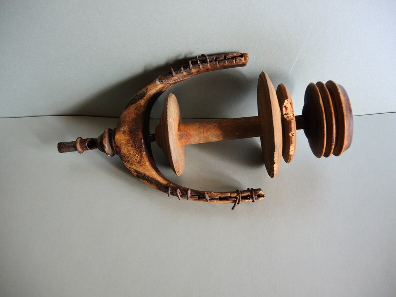 Antique Wooden Spinning Wheel Flyer Bobbin Spool / Primitive Etsy