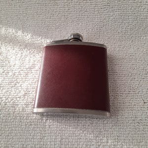 Vintage metal Whiskey Flask Pouch with stopper / flask in leather cover / small hip flask without case / made in England / home décor