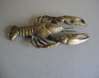 Vintage Solid brass Crayfish figurine / metal housewares / Library table Décor // Metal art figurine / decorative Fish / paperweight