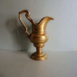 Vintage massive Solid Brass Bronze Vase with Handle / Small massive Vase / Jug Pitcher / Home cottage interior Décor / brass cup with handle