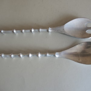 Swedish Vintage Large Salat serving cutlery set Fork Spoon / cutlery set / tableware set / Cast Aluminum metal Cutlery / Kitchen interior