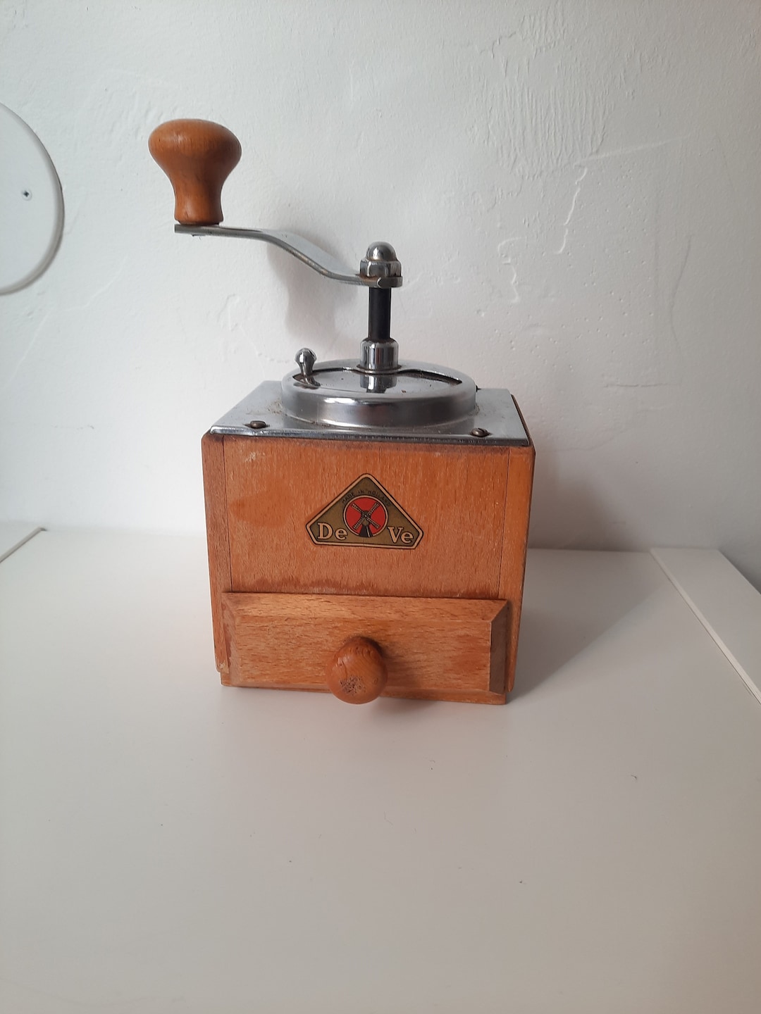 Antique Wooden Coffee Grinder Manual DEVE / Farmhouse Spice Grinder