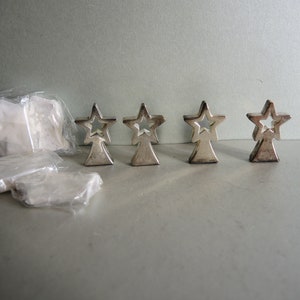Vintage NOS Zustand FranzösischEr Stil STAR Form Tisch Tischkarte oder Menühalter / Silber Farbe Messing / Hochzeitskartenhalter Tischdekoration