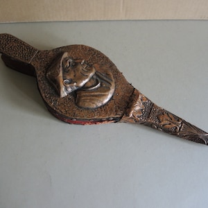 Vintage Very Nice large fire bellow / wooden Copper and leather bellow fire pit / fireplace accessories / hand fire bellow / French décor