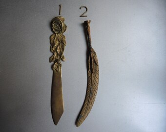 ONE!!! Vintage Letter Opener // Brass Bronze and wood opener knife / library desk décor / Letter Opener / Retro Office / collectible knife