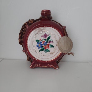 Vintage Porcelain Flask Ceramic Bottle Hand Painted