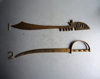 ONE! Vintage Letter Opener / Solid Brass sword letter opener / library desk décor / engraved Letter Opener Retro Office / collectible knife