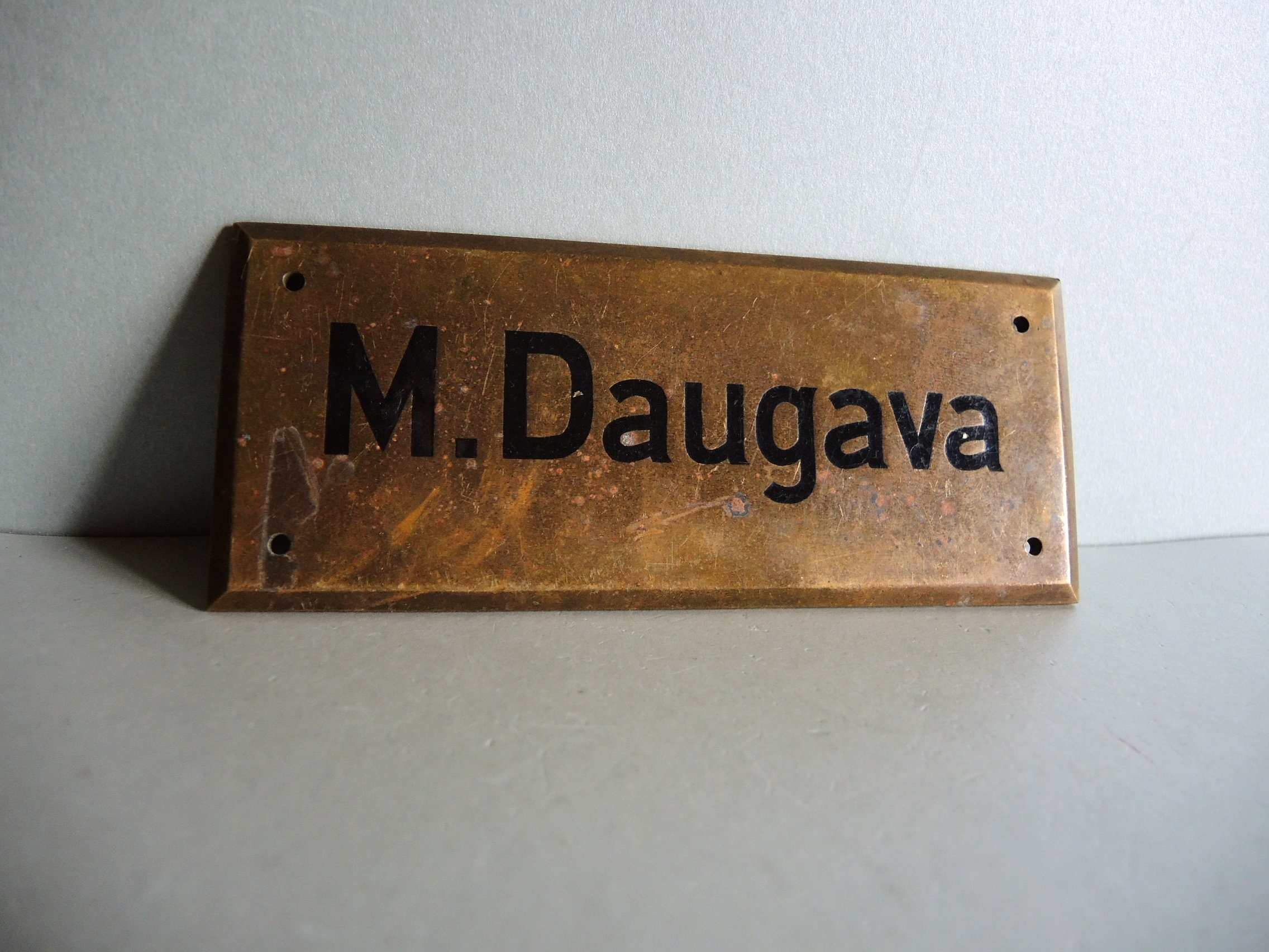 ONE Antique Solid Brass Bronze Door Name Plate / Brass Etsy